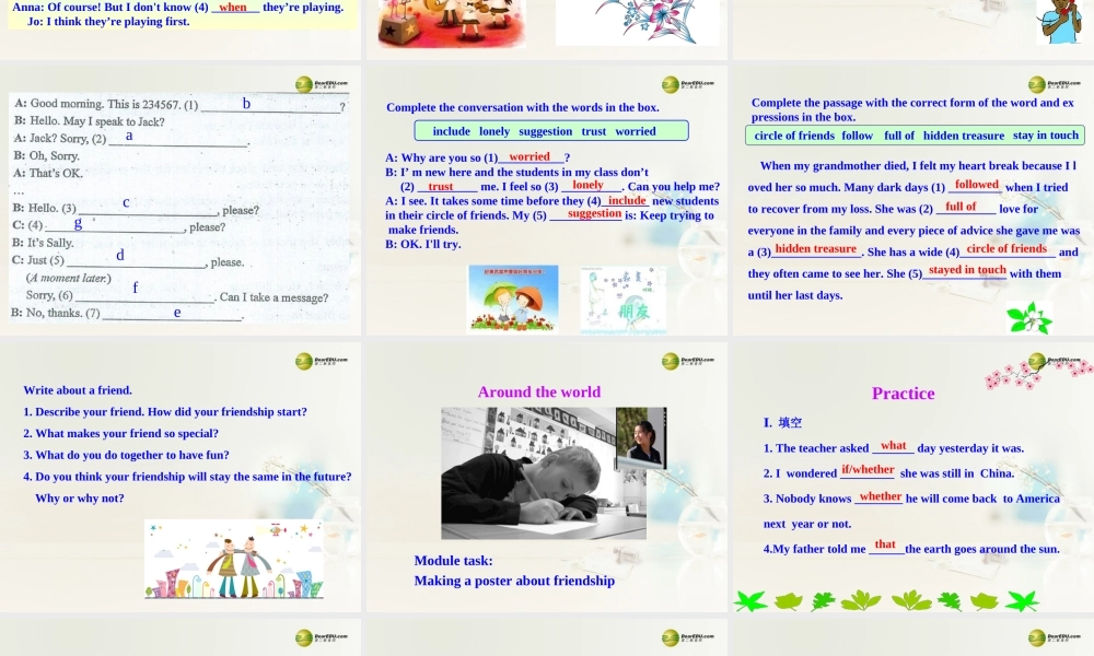 八年级英语下册 Module 9 Friendship Unit 3 Language in use课件 .ppt