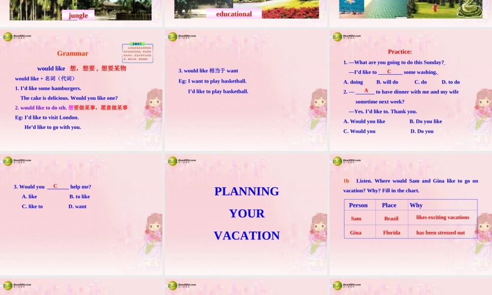 八年级英语下册 Unit 6 Where would you like to visit？Section A教学课件 鲁教版.ppt