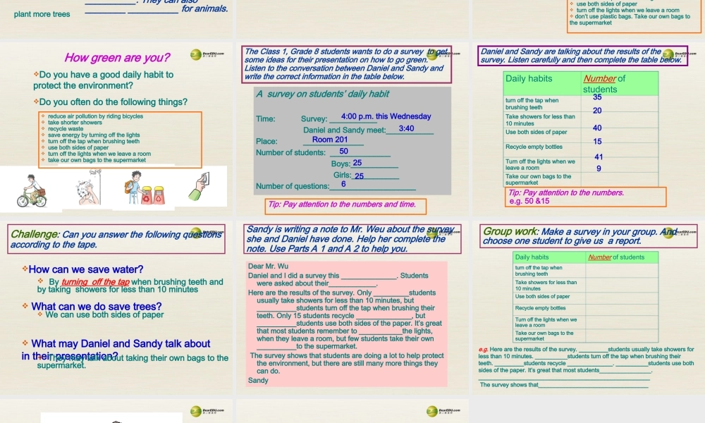 八年级英语下册 8B unit8 A green world Integrated skills课件 .ppt