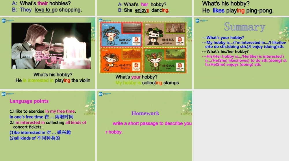 冀教初中英语八上《Lesson 37 What’s Your Hobby 》PPT课件 (1).ppt