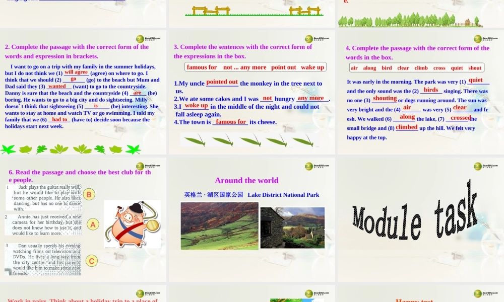 八年级英语下册 Module 8 Time off Unit 3 Language in use课件 .ppt