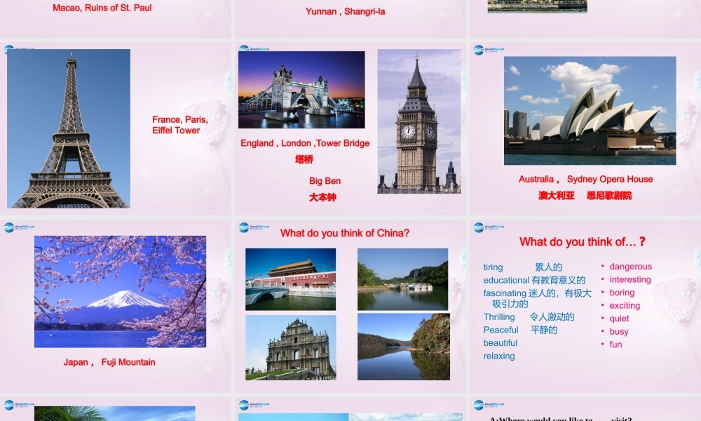 八年级英语下册 Unit 6 Where would you like to visit？Section A课件 .ppt