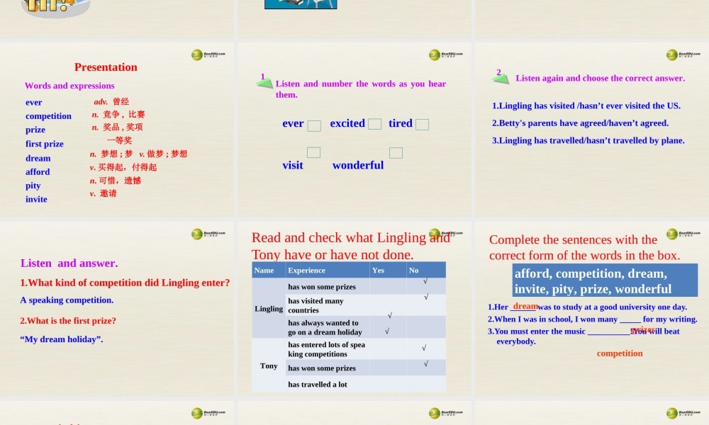 八年级英语下册 Module 2 Experiences Unit 1 I’ve also entered lots of speaking competitions课件 .ppt