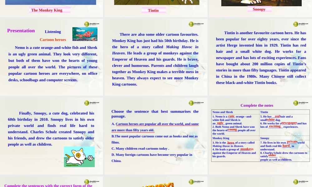 八年级英语下册 Module 5 Cartoon stories Unit 2 Monkey King has just had his 50 th birthday课件 .ppt