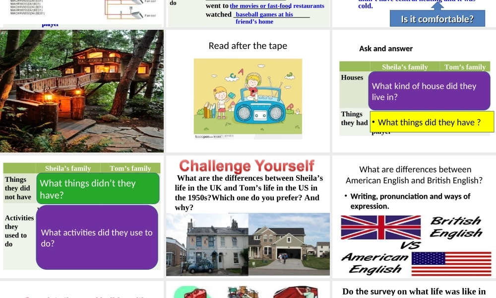 北师大版八年级英语下册课件：Unit 5 Memories Lesson 15 Life in the 1950s 第一课时.ppt