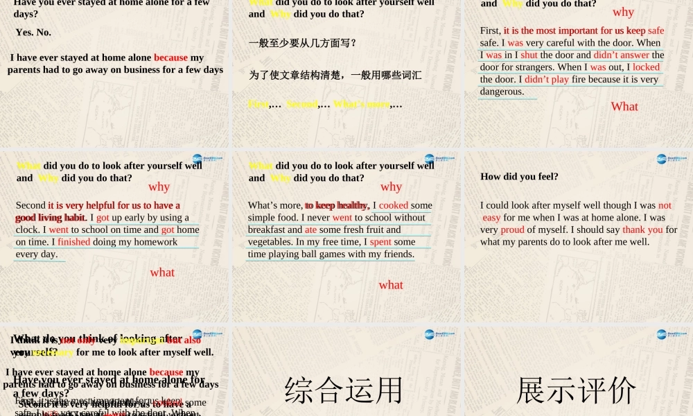 北京市密云县太师庄中学九年级英语上册 Module 4 Home alone Writing课件.ppt