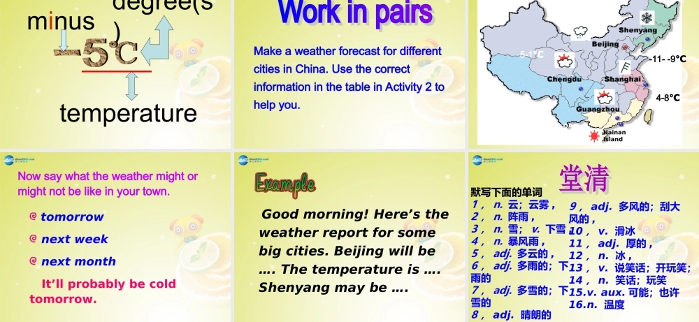 广东省佛山市中大附中三水实验中学八年级英语上册《Module 10 Unit 1 It might snow》（第一课时）课件（2） .ppt