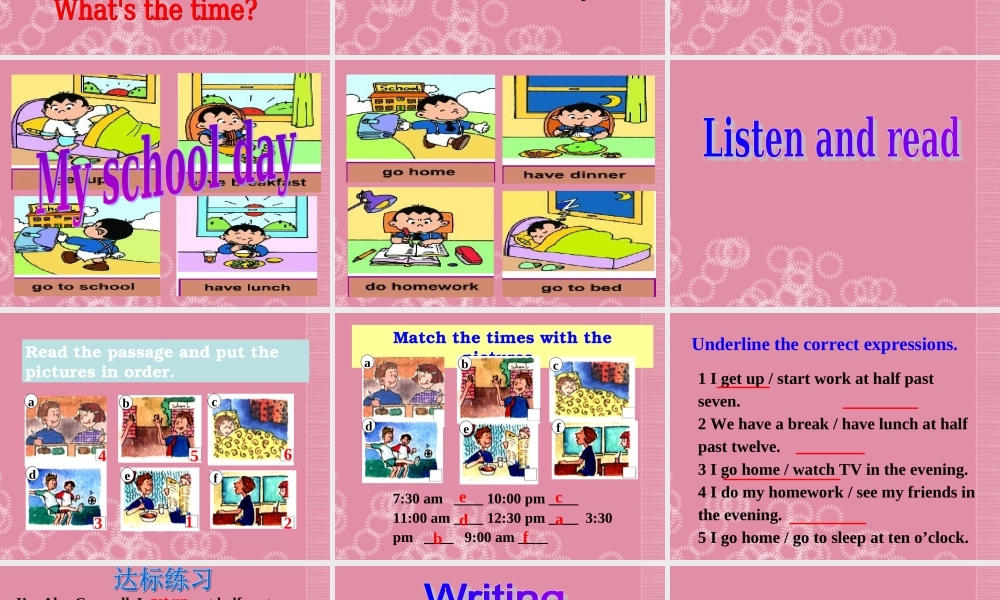 广东省佛山市中大附中三水实验中学七年级英语上册 Module 5 My school day Unit 2 We start work at nine o’clock课件 （新版）外研版.ppt