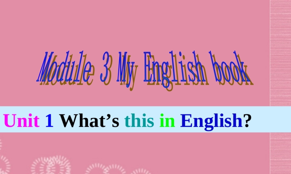 广东省佛山市中大附中三水实验中学七年级英语上册 Starter Module 3 My English book Unit 1 What’s this in English课件2 （新版）外研版.ppt