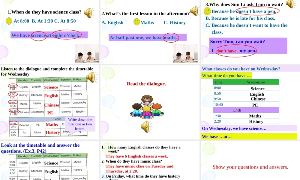 北师大初中英语七上《Unit 2 School Life》PPT课件Lesson 6 A School Day (2).ppt
