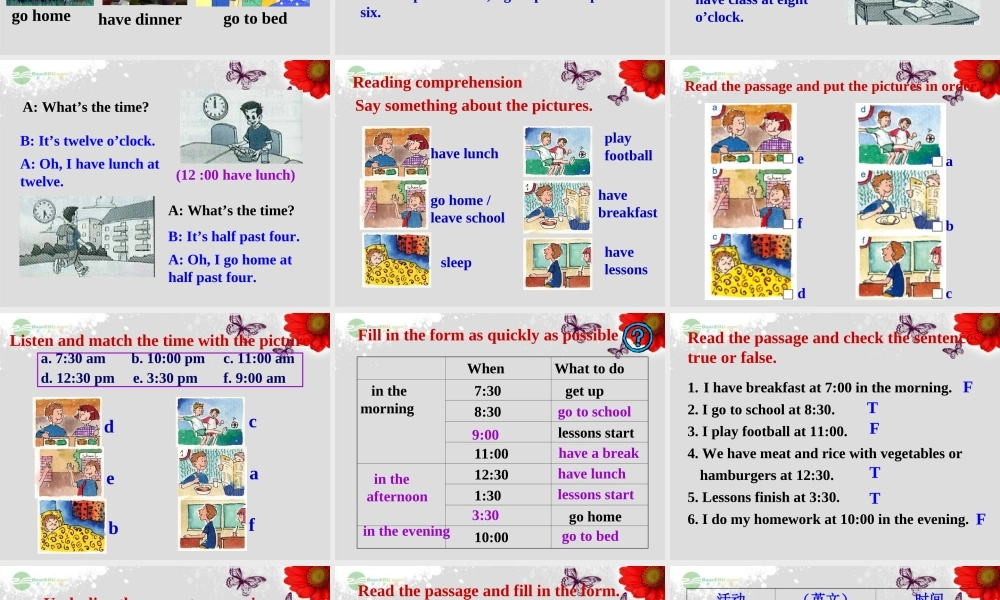 广东省佛山市第十四中学七年级英语上册 Module 5 My school day Unit 2 We start work at nine o’clock.课件 （新版）外研版.ppt