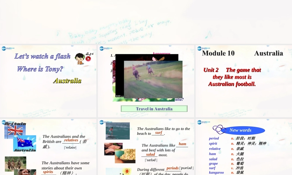 广东省惠东县惠东中学九年级英语上册 Module 10 Unit2 The game that they like most is Australian football教学课件.ppt