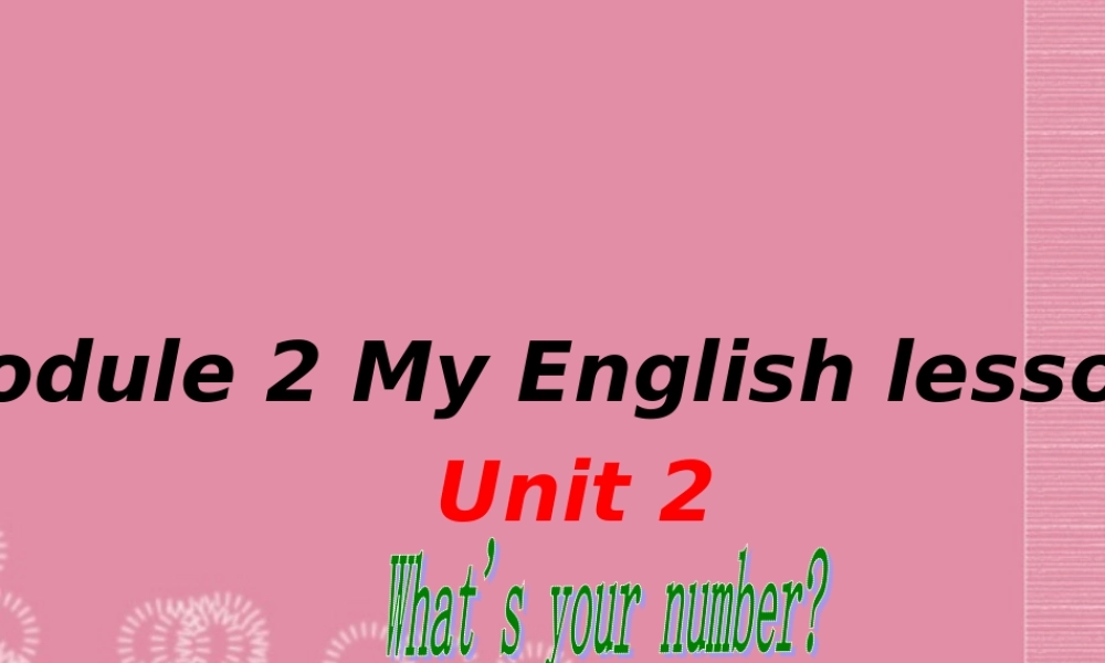 广东省佛山市中大附中三水实验中学七年级英语上册 Starter Module 2 My English lesson Unit 2 What's your number课件 （新版） 外研版.ppt
