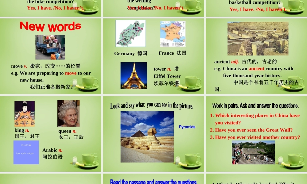 广东省惠东县教育教学研究室八年级英语下册 Module 2 Unit 2 They have seen the Pyramids课件 .ppt