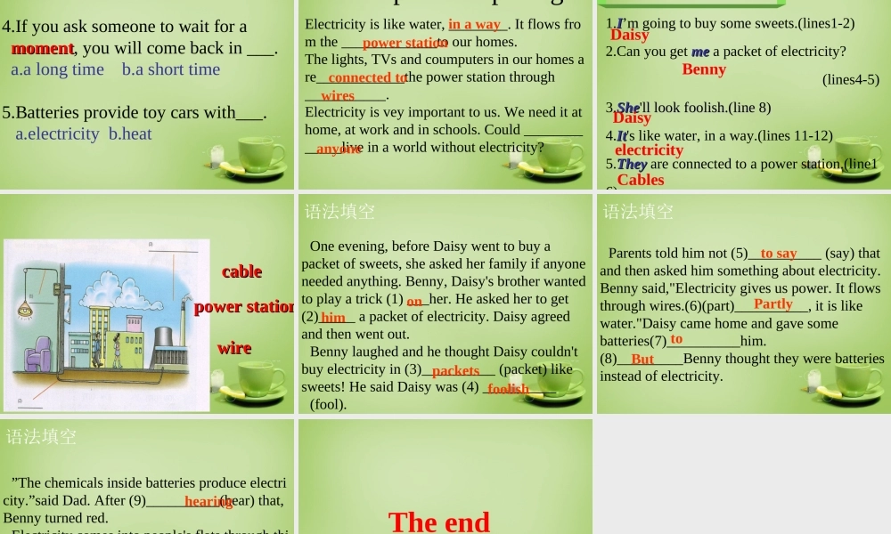 广东省深圳市文汇中学七年级英语下册 Unit 6 Electricity Period 2 reading课件 .ppt