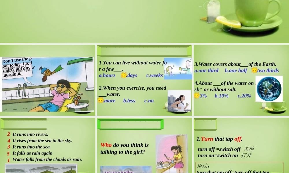 广东省深圳市文汇中学七年级英语下册 Unit 5 Water Period 2 reading课件 .ppt