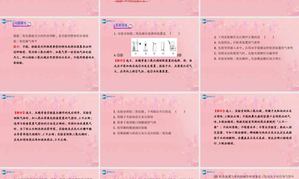 沪教初中化学九上《2基础实验2 二氧化碳的制取与性质》PPT课件.ppt