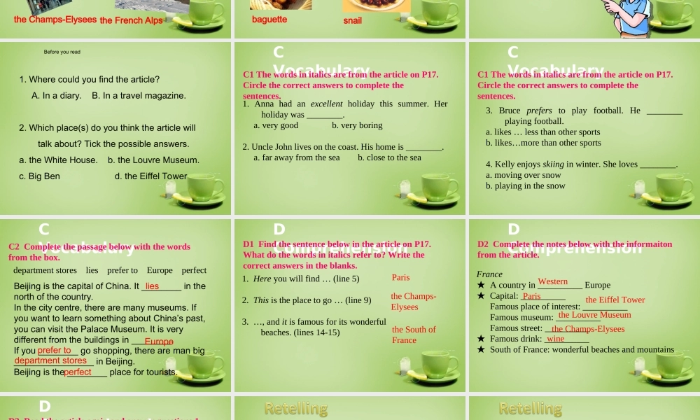 广东省深圳市文汇中学七年级英语下册 Unit 2 Travelling around the world Period 2 Reading课件 .ppt