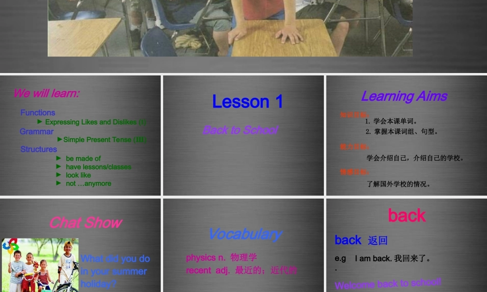 冀教初中英语八上《Lesson 1 Back to School!》PPT课件 (5).ppt