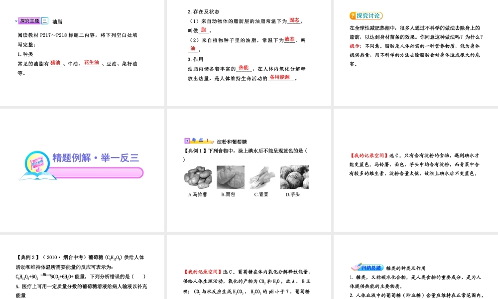 沪教初中化学九下《8第2节 淀粉 油脂》PPT课件 (8).ppt