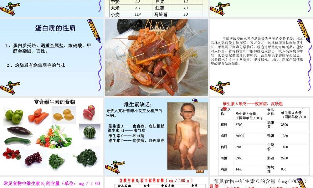 沪教初中化学九下《8第3节 蛋白质 维生素》PPT课件 (1).ppt