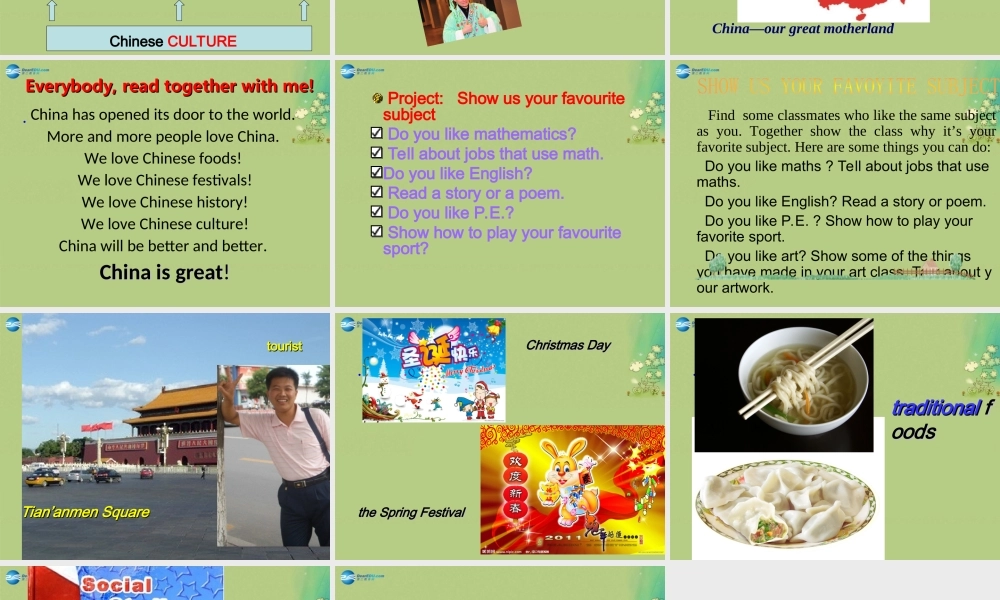 冀教初中英语八上《Lesson 11 Lily Learns about China !》PPT课件 (1).ppt