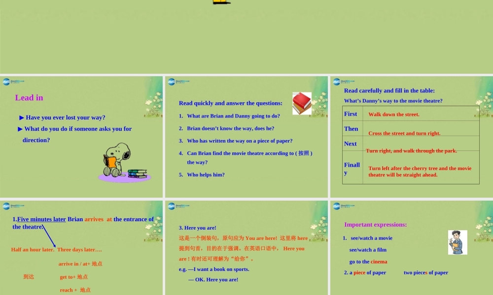 冀教初中英语八上《Lesson 21 Eat a Donut and Turn Right》PPT课件 (1).ppt