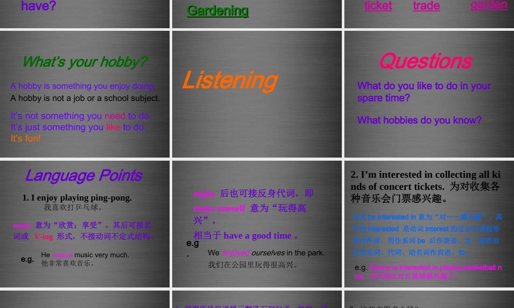 冀教初中英语八上《Lesson 37 What’s Your Hobby 》PPT课件 (2).ppt