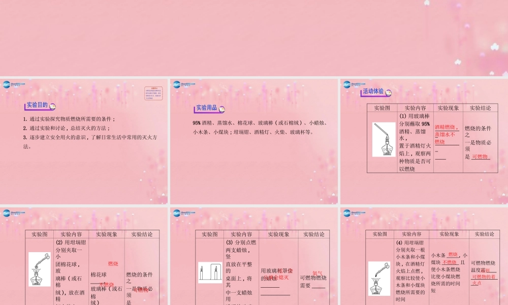 沪教初中化学九上《4基础实验3 物质燃烧的条件》PPT课件.ppt