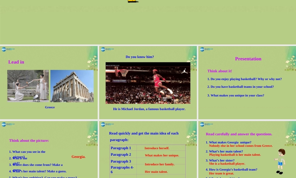 冀教初中英语八上《Lesson 44 Georgia Plays Basketball》PPT课件 (1).ppt