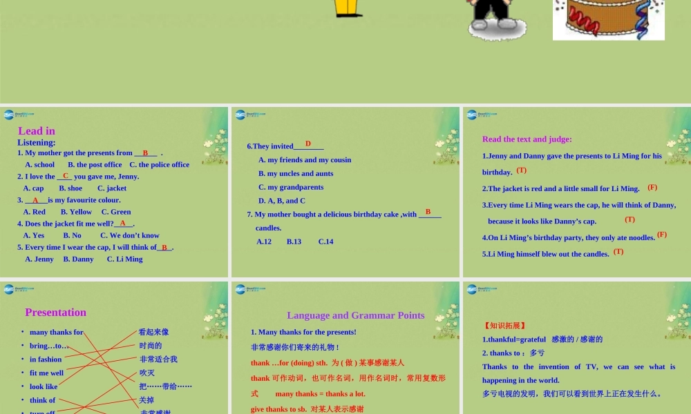 冀教初中英语八上《Lesson 18 Li Ming's Birthday》PPT课件 (1).ppt