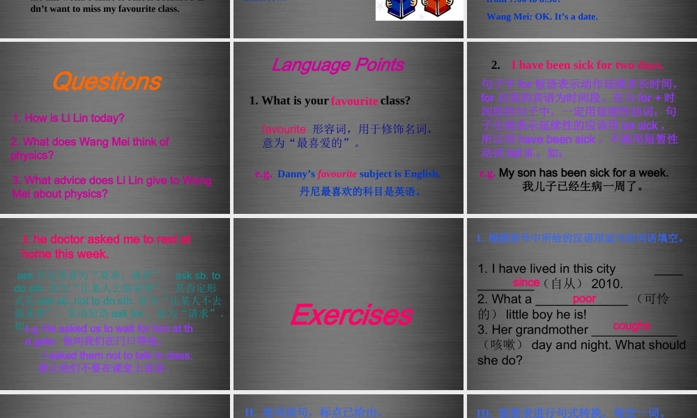 冀教初中英语八上《Lesson 9 I Don’t Want to Miss Geography !》PPT课件 (3).ppt