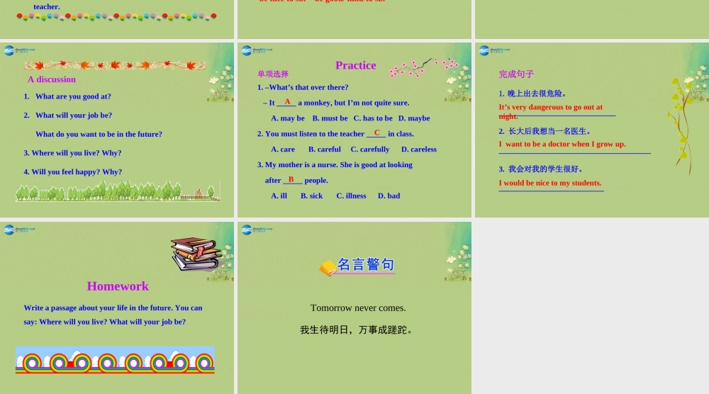 冀教初中英语八上《Lesson 25 I Want to Be a Teacher!》PPT课件 (1).ppt