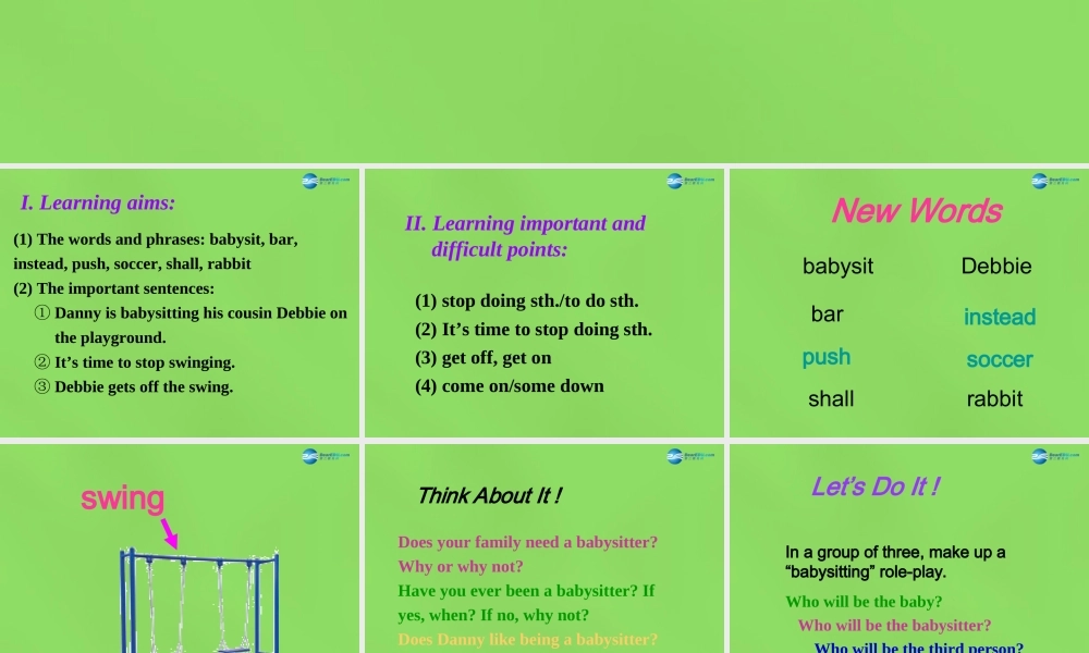 冀教初中英语八下《Lesson 5 Babysitting on a Spring Day》PPT课件 (1).ppt