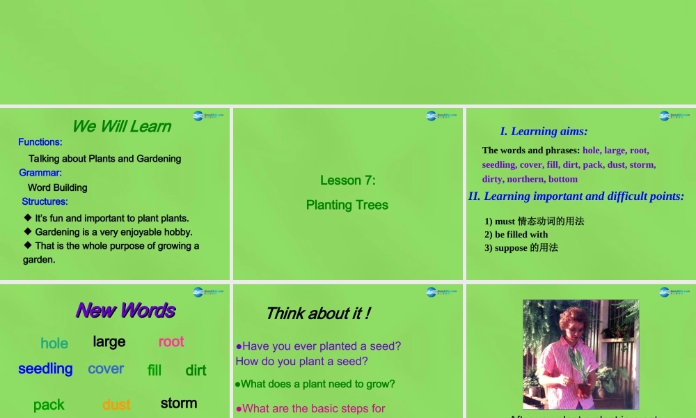 冀教初中英语八下《Lesson 7 Planting Trees》PPT课件 (1).ppt