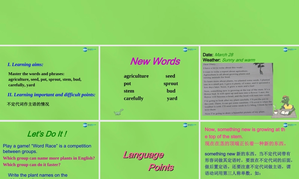 冀教初中英语八下《Lesson 12 Danny's Plant》PPT课件 (1).ppt