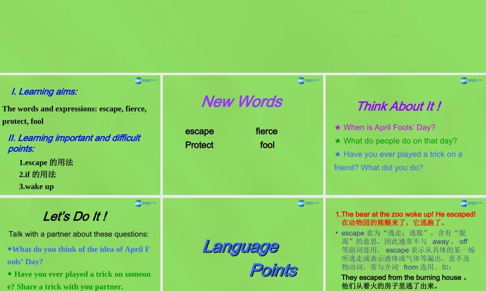 冀教初中英语八下《Lesson 16 The Pear Escaped》PPT课件 (1).ppt