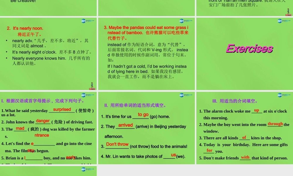 冀教初中英语八下《Lesson 15 The Zoo Is Open》PPT课件 (1).ppt