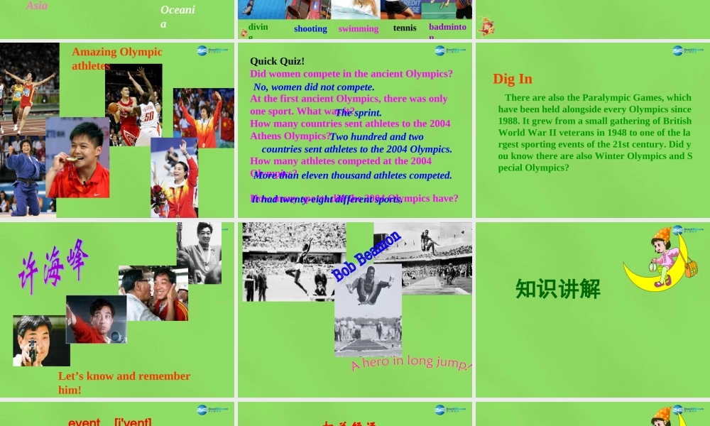 冀教初中英语八下《Lesson 34 Modern Olympics》PPT课件 (1).ppt
