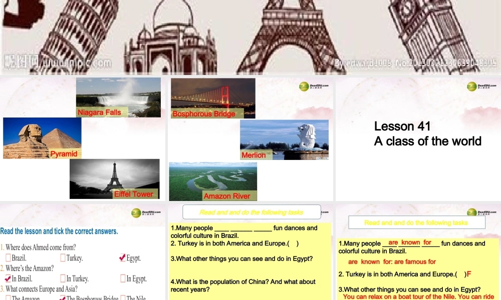 冀教初中英语八下《Lesson 41 A Class of the World》PPT课件 (1).ppt