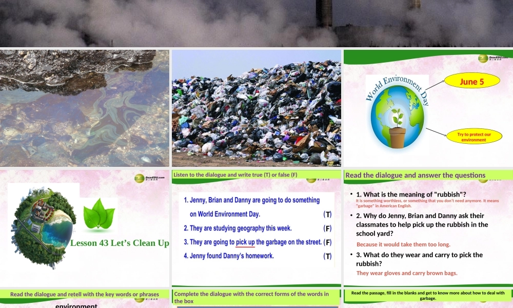 冀教初中英语八下《Lesson 43 Let's Clean Up!》PPT课件 (1).ppt
