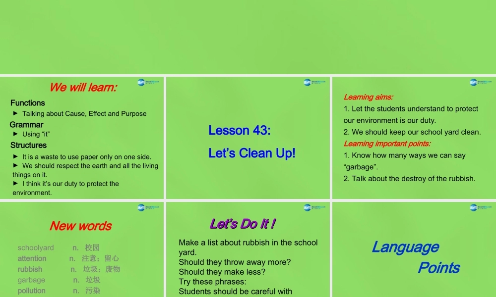 冀教初中英语八下《Lesson 43 Let's Clean Up!》PPT课件 (2).ppt