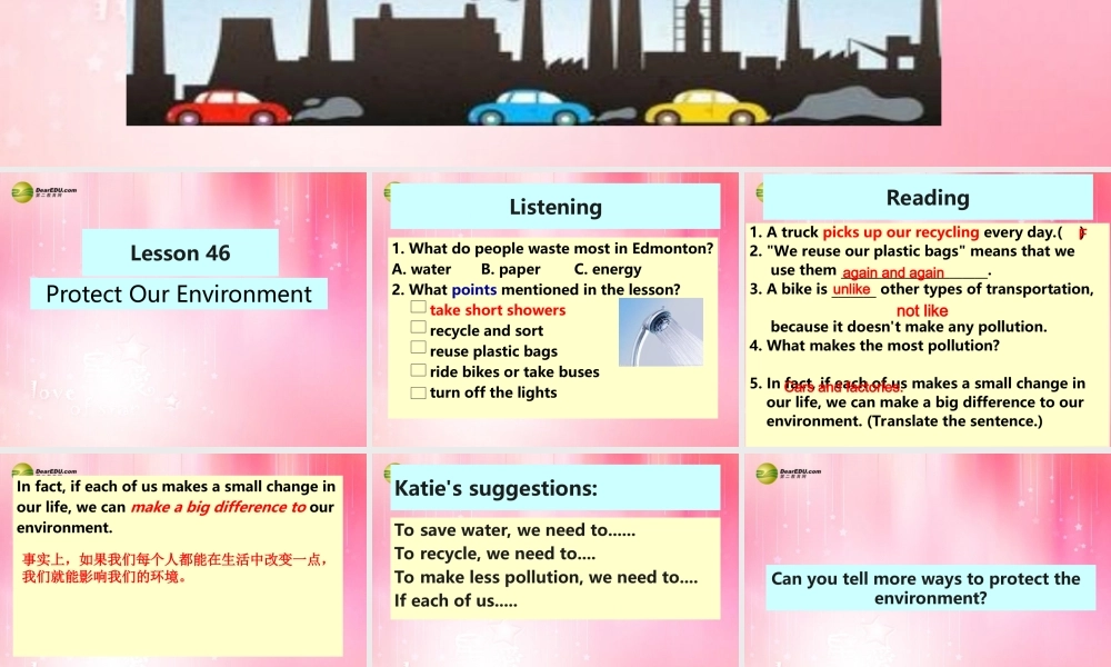 冀教初中英语八下《Lesson 46 Protect Our Environment》PPT课件 (1).ppt
