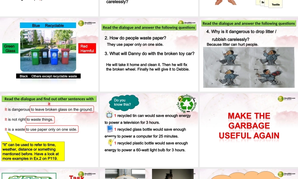 冀教初中英语八下《Lesson 45 Let's Sort Garbage!》PPT课件 (1).ppt