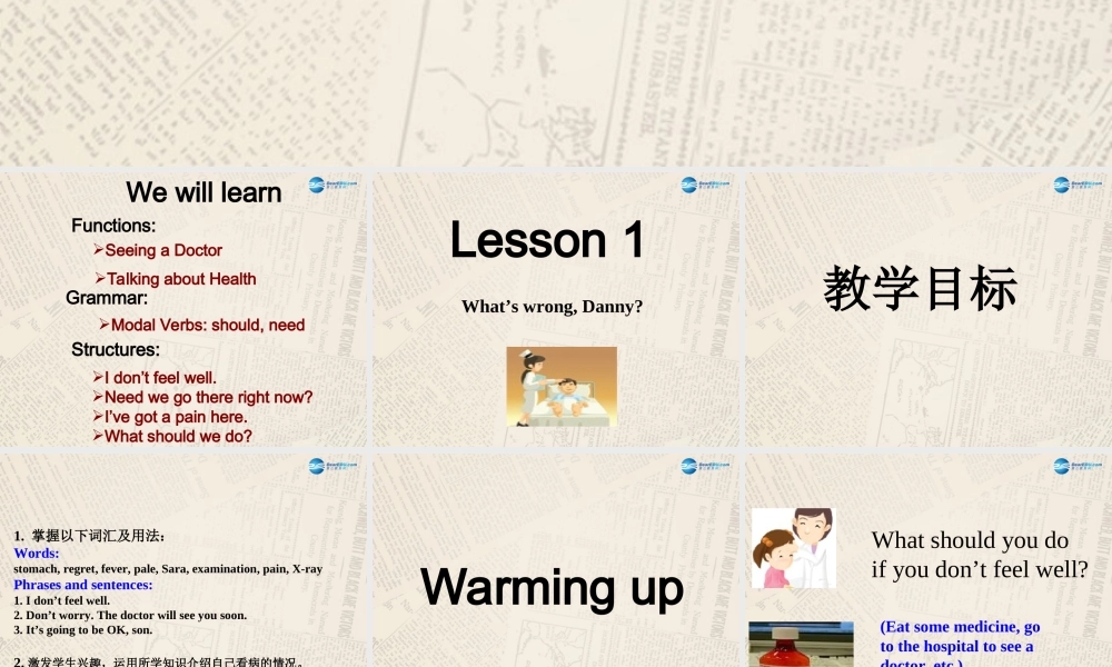 冀教初中英语九上《Lesson 1 What’s Wrong,Danny》PPT课件 (2).ppt