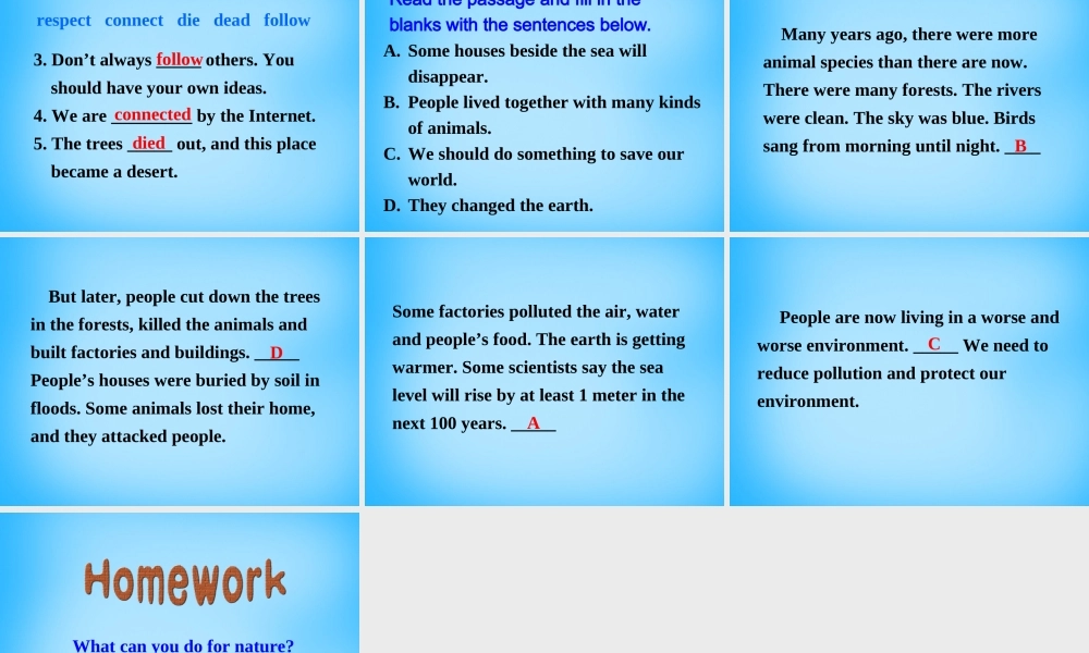 冀教初中英语八下《Lesson 47 Connected to Nature》PPT课件 (4).ppt