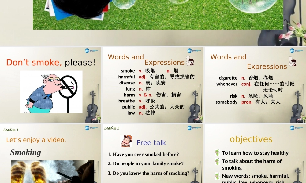 冀教初中英语九上《Lesson 4 Don't Smoke, Please!》PPT课件 (1).ppt