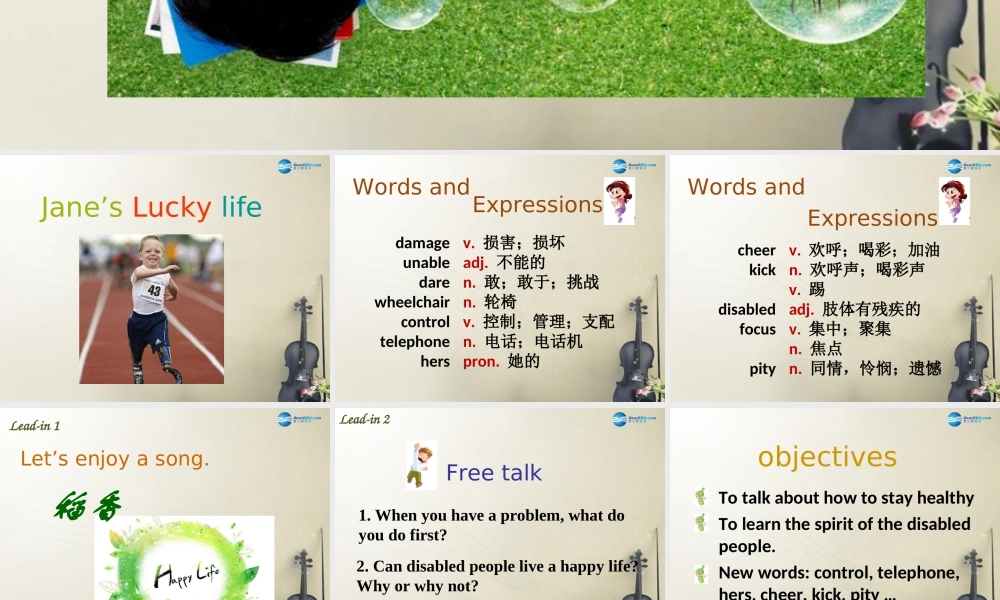 冀教初中英语九上《Lesson 5 Jane's Lucky Life》PPT课件 (1).ppt