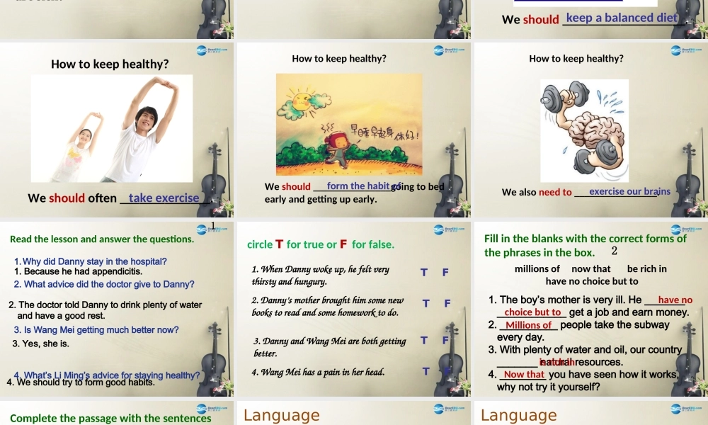 冀教初中英语九上《Lesson 6 Stay Away from the Hospital》PPT课件 (1).ppt