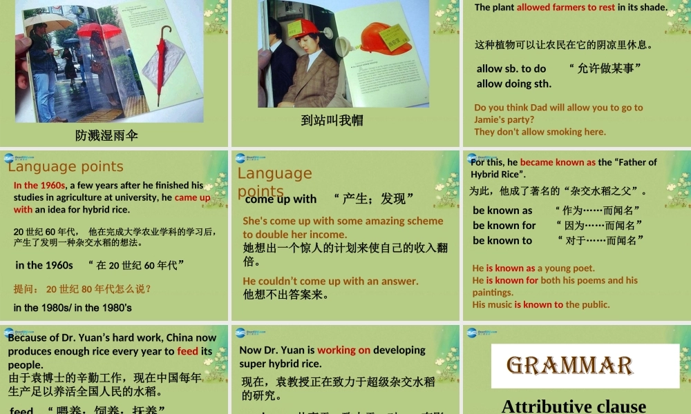 冀教初中英语九上《Lesson 9 China's Most Famous Farmer》PPT课件 (1).ppt